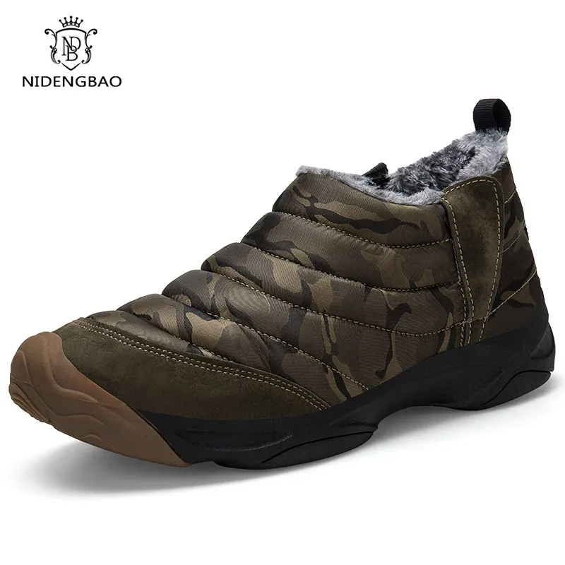

Winter Mens Cotton Shoes Fashion Camouflage Loafers High Quality Casual Shoes for Men Waterproof Warm Footwear Couple Size 36-46