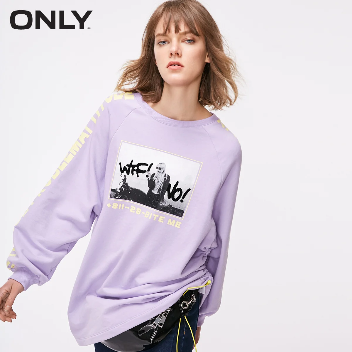 PASTEL LILAC Только женские толстовки свободного кроя средней длины с буквенным принтом | 11839S591 - Цвет: PASTEL LILAC