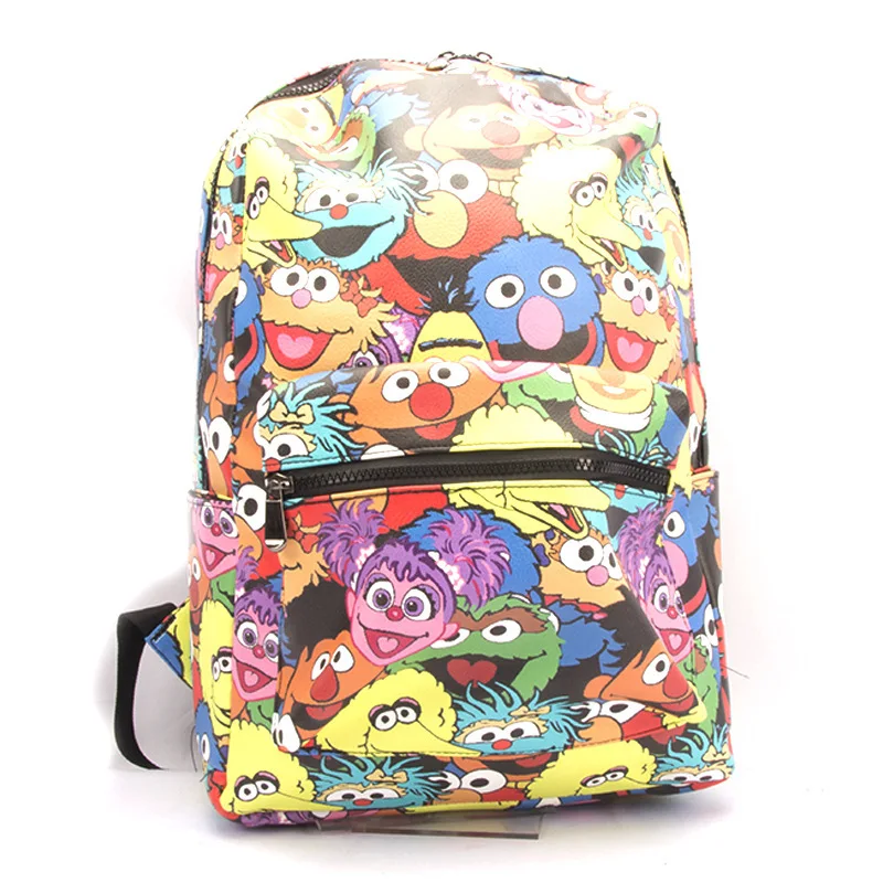 

IVYYE Sesame Street Fashion Anime PU Backpacks Soft Leather School Backpack Casual Bags Student Travel Knapsack Unisex New