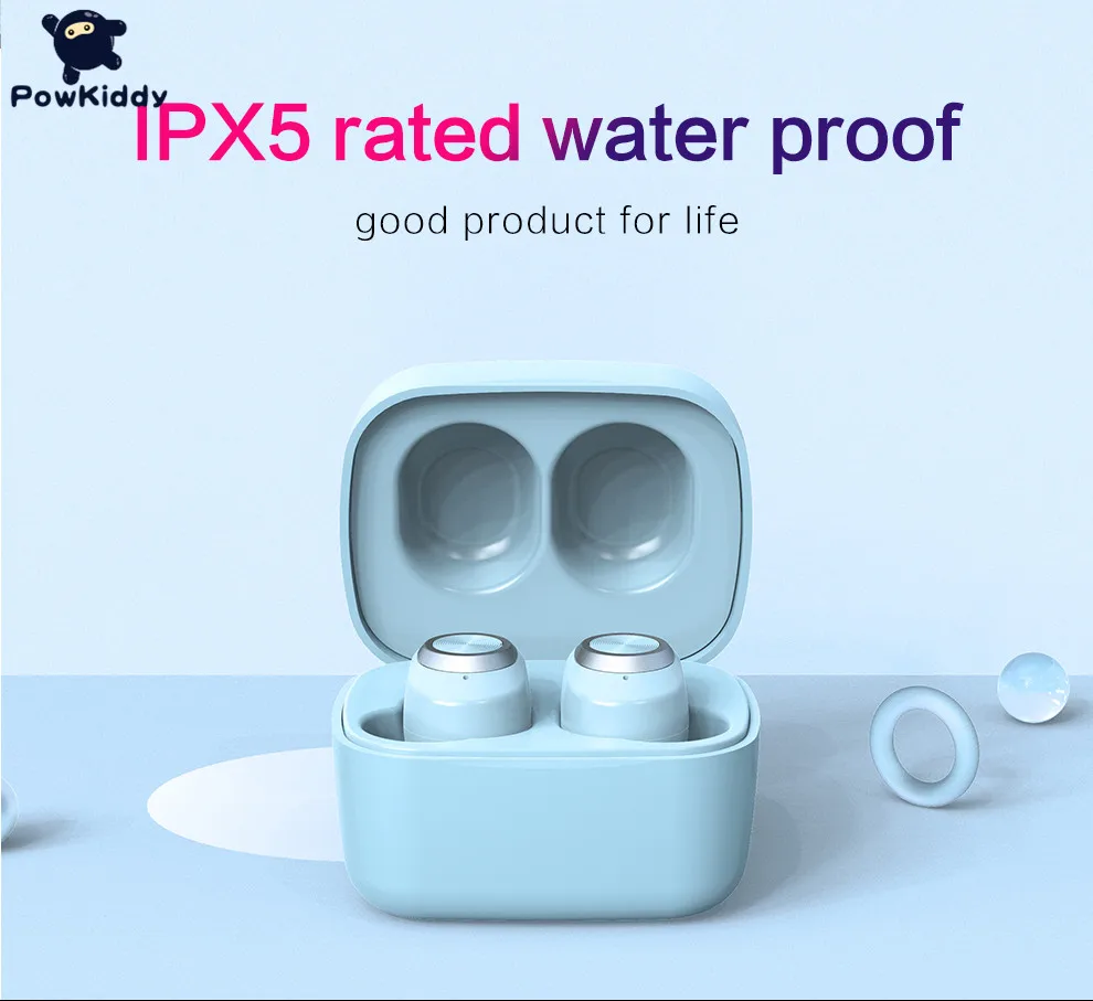 

POWKIDDY T1 true wireless bluetooth headset TWS subwoofer waterproof in-ear binaural earplugs long standby life 5.0 нађники