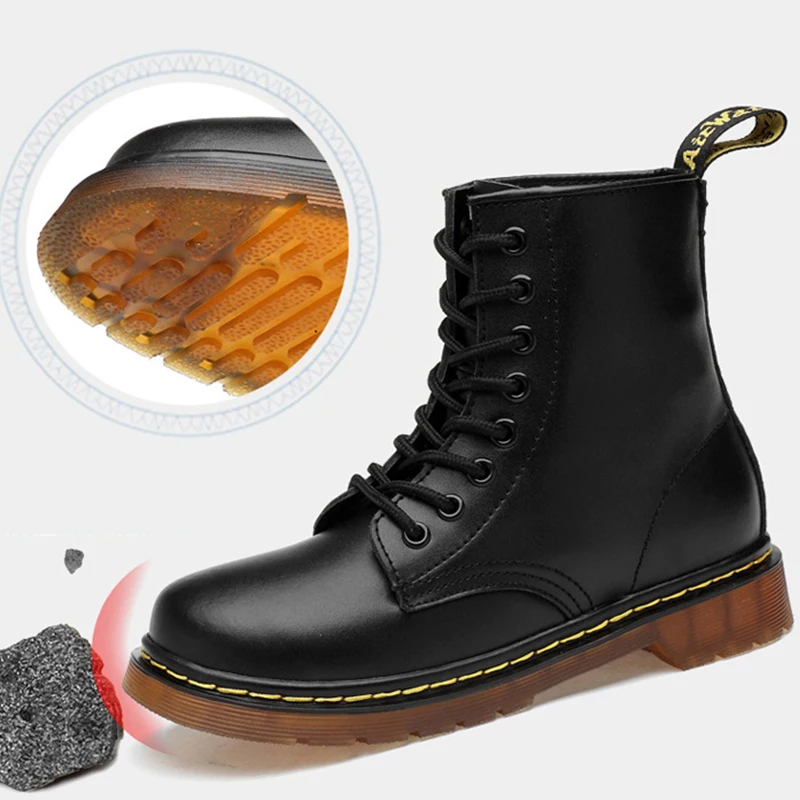 Мужские и женские ботинки классические с высоким берцем кожаные для пары круглым