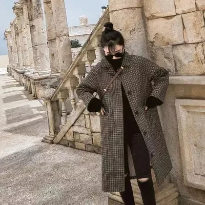 

Женское шерстяное пальто в стиле ретро, Осень-зима