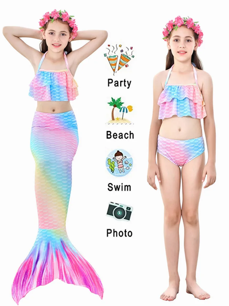 Детский костюм Русалочки с хвостом купальный принцессы для косплея бикини