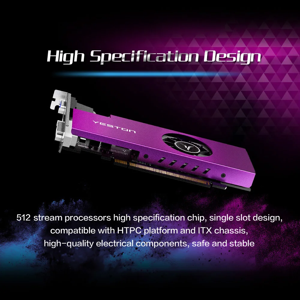 Видеокарта Yeston RX550-4G D5 LP процессор AMD Radeon RX550 память GDDR5 512 бит 6000 МГц VGA HDMI-интерфейс