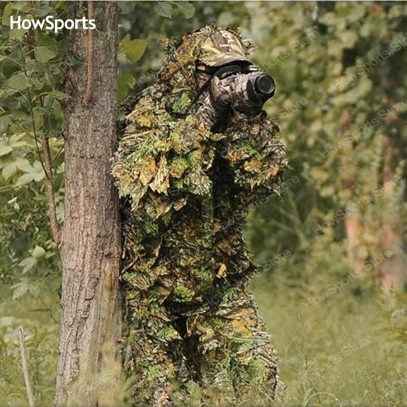 Охотничий Камуфляжный костюм Howsports охотничий с зелеными листьями одежда для