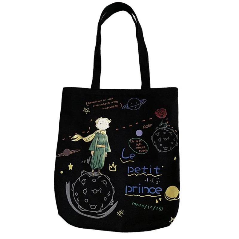

New Little Prince Pattern Canvas Bags Japan Style Small Fresh Art Shoulder Bag For Women Shopping Bags Ins Student Handbag