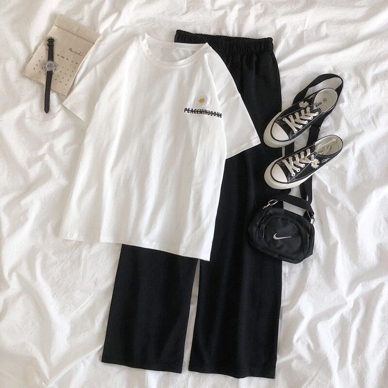 Спортивные костюмы Спортивный костюм Корейский Повседневный летний комплект из