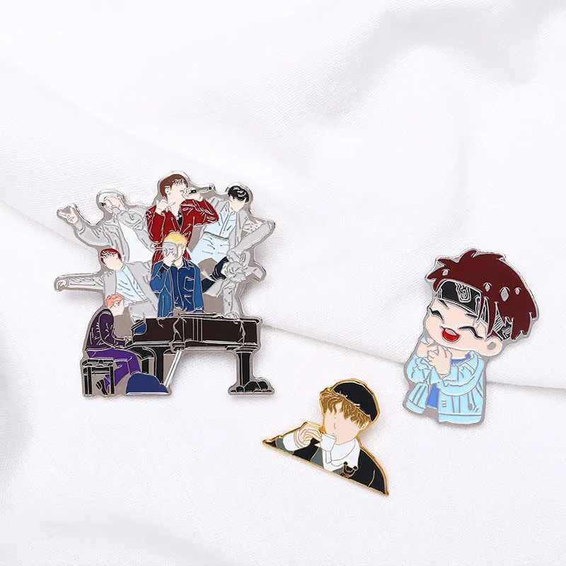 1 шт. KPOP Love Yourself Броши Bling Металл сердечки булавки Kpop Bangtan Boys Pins коллекция