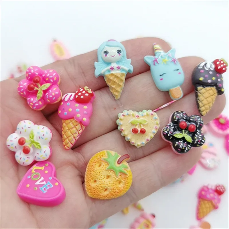 

10/30 шт./упак. смешанные домашнего украшения в виде мороженого; Резиновые кабошоны из смолы Скрапбукинг ремесла Сделай Сам аксессуары