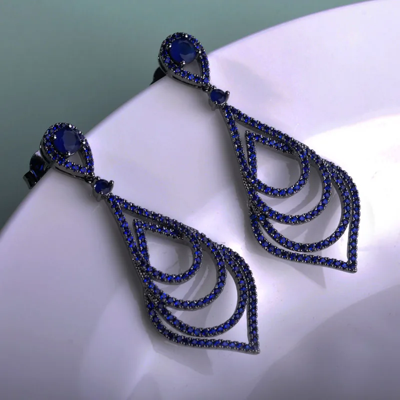 

MECHOSEN Multilayer Rhinestones Earrings For Women Christmas Party Long Earrings Luxury Zirconia Prong Setting Crystal Brincos