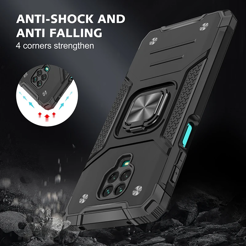 

Magnetic Metal Ring Stand Shockproof Case For Xiaomi Redmi Note 9 Pro 9s Soft TPU Hard PC Back Cover for Mi Note 10 Lite CC9 Pro