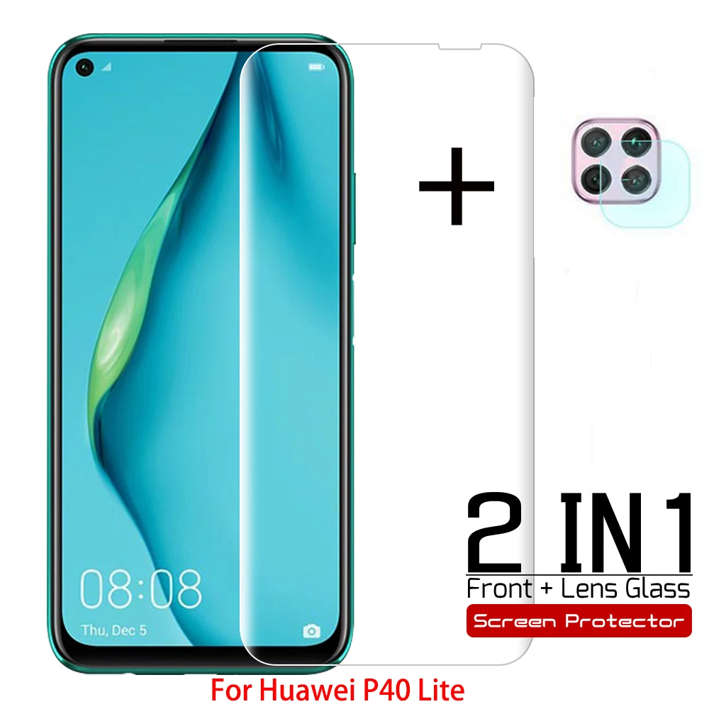 2в1 для Huawei P40 Lite E защитное стекло и объектив камеры Защита экрана P30 Закаленное