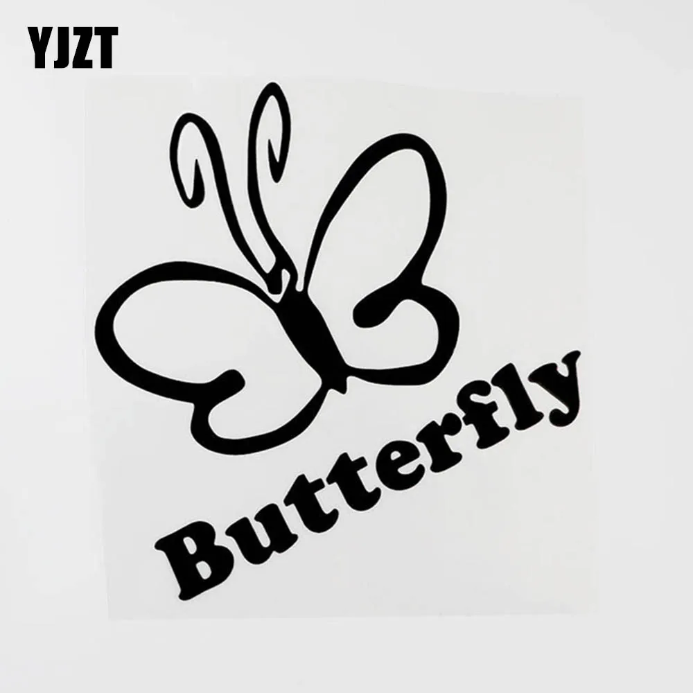 

YJZT, 15,5 см × 16,6 см, красивые виниловые автомобильные наклейки в виде летающих животных, бабочки, черный/серебристый цвет, 8C-0342