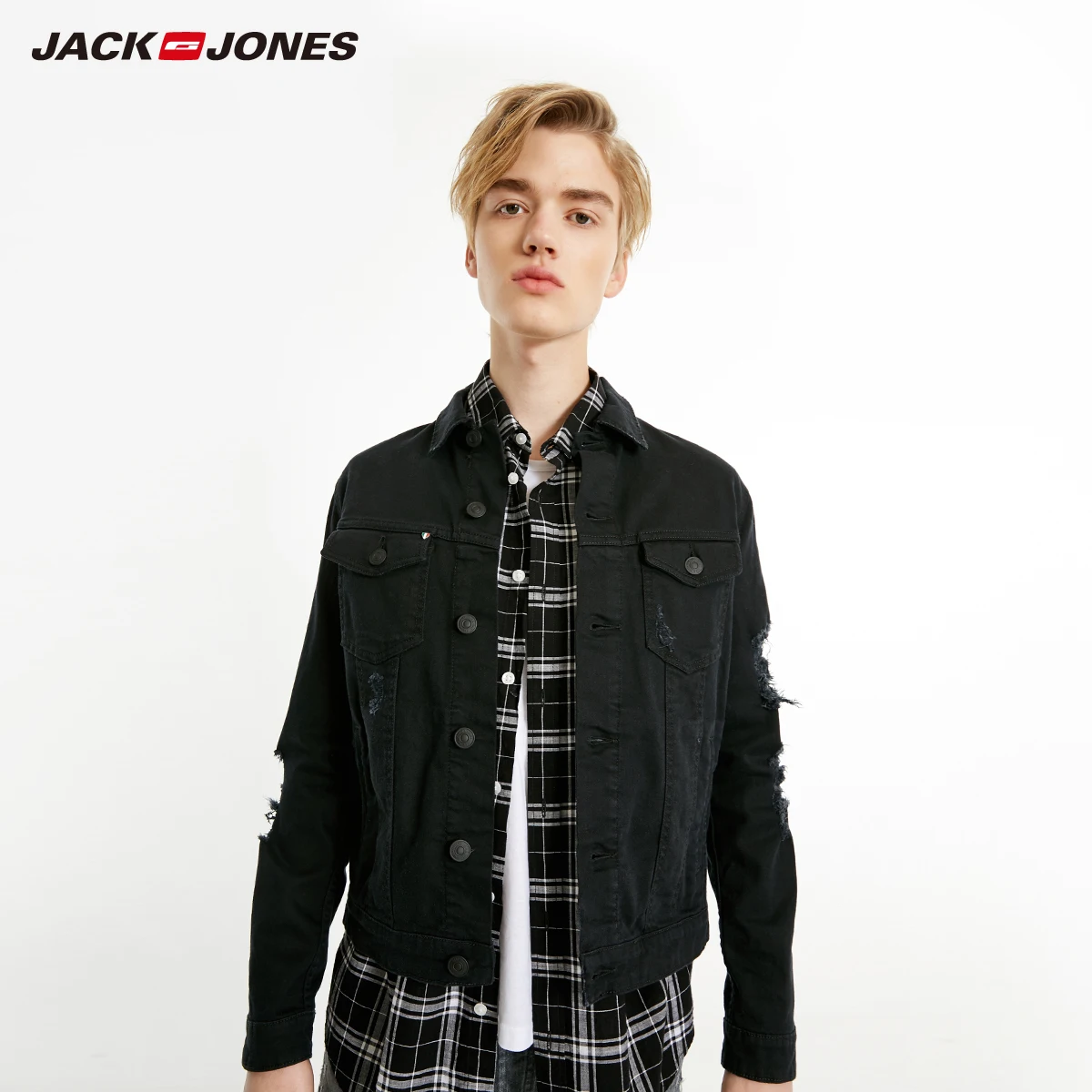 Мужская джинсовая короткая куртка Jack Jones новинка 219157506|Мужские куртки| |