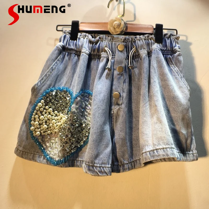 

Женские джинсовые шорты в стиле бойфренда, летние шорты в европейском стиле с высокой талией и широкими штанинами, 2021