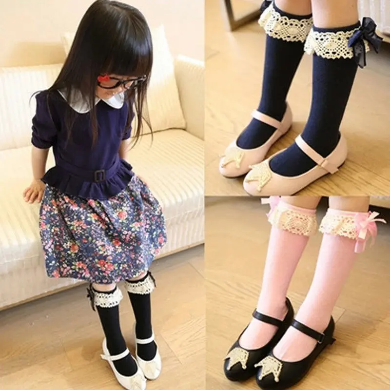 

Cute Girl Kids Knee High Socks Stocking Cotton Baby Toddler Leg Warm Leggings