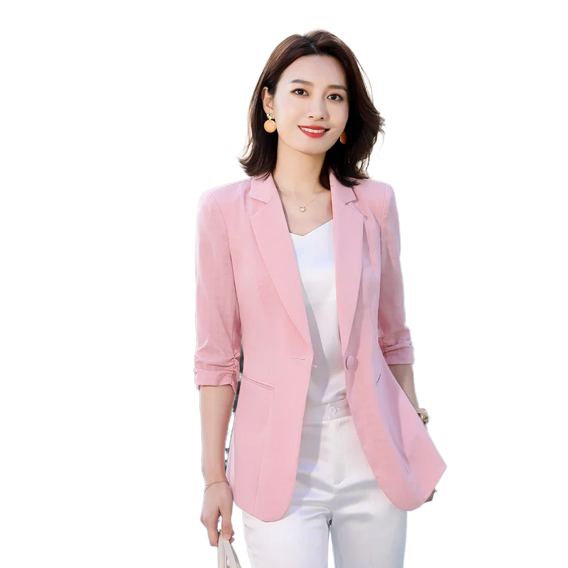Женский блейзер Новинка весна-лето 2020 женская розовая куртка с рукавом 3/4 Блейзер