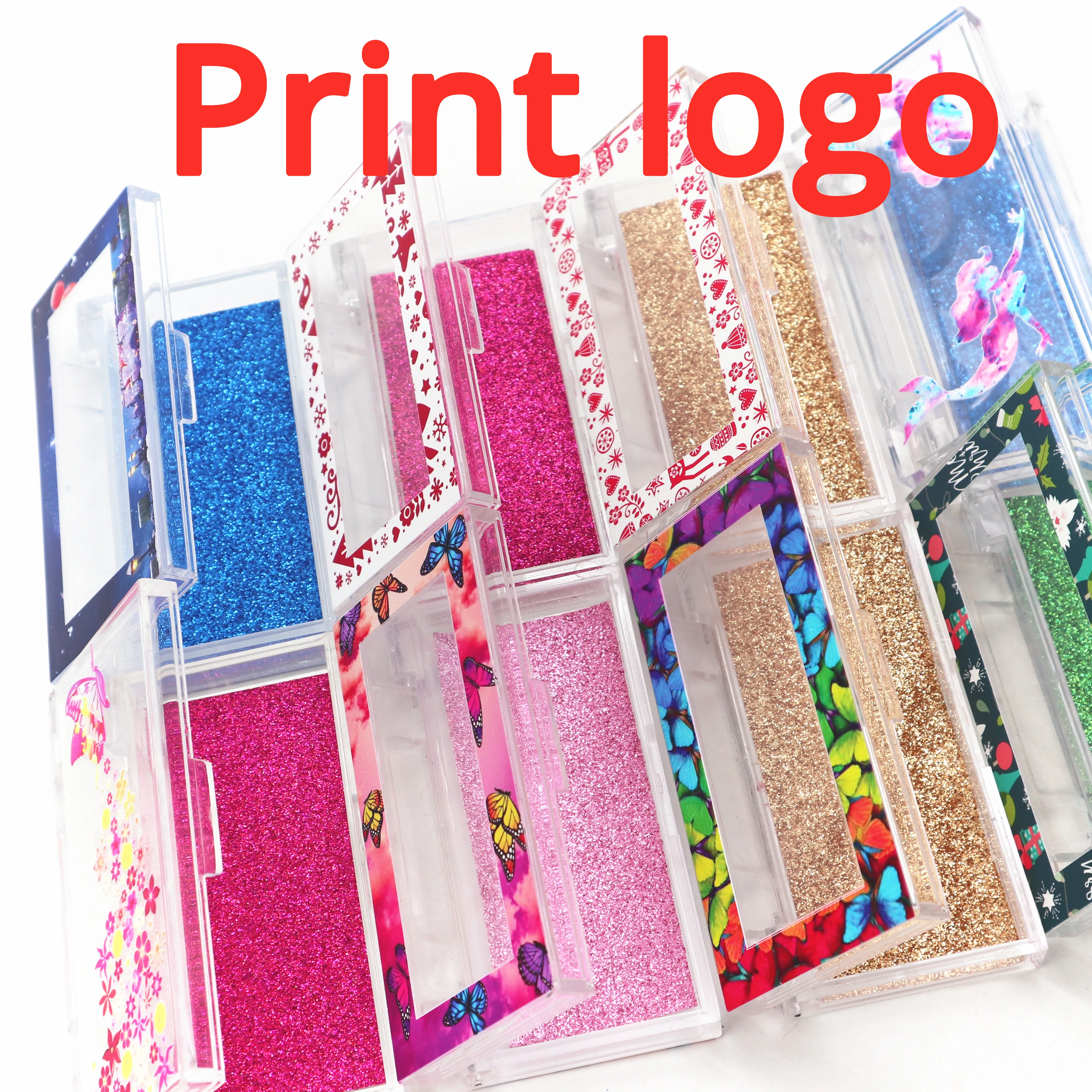 

Faux Mink 25mm Lashes In Bulk Wholesale Acrylic box print logo butterfly box False Eyelashes Custom Logo Eyelash Packaging Boxes