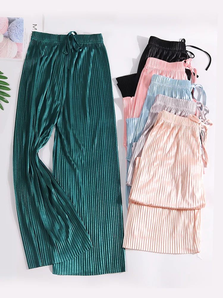 Брюки женские с широкими штанинами модные повседневные свободные длинные