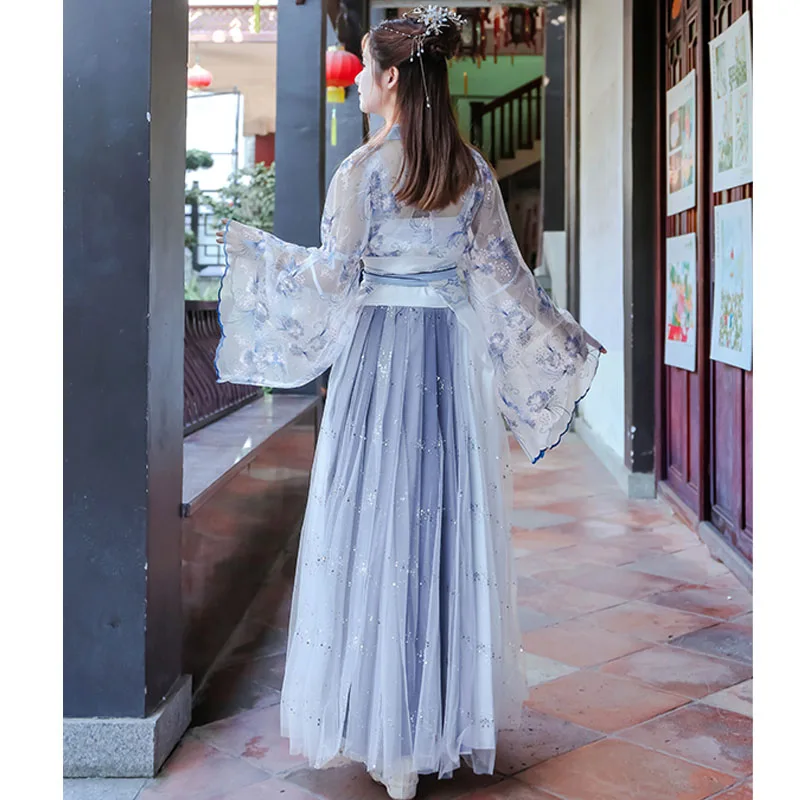 Современный традиционный костюм феи ханьфу для девушек элегантное женское