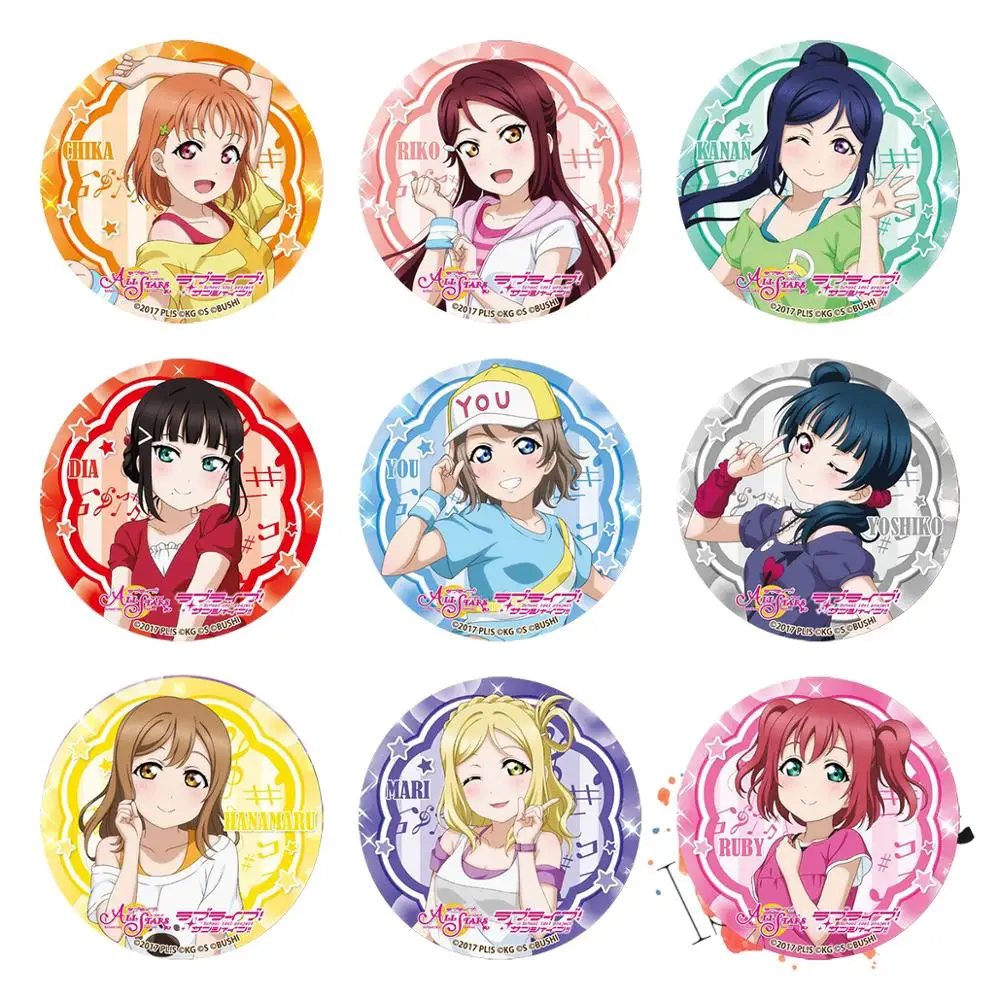 Любовь Live все звезды значок аниме Chika Riko Kanan Dia Yoshiko Mari Aqours Lovelive Sunshine игра