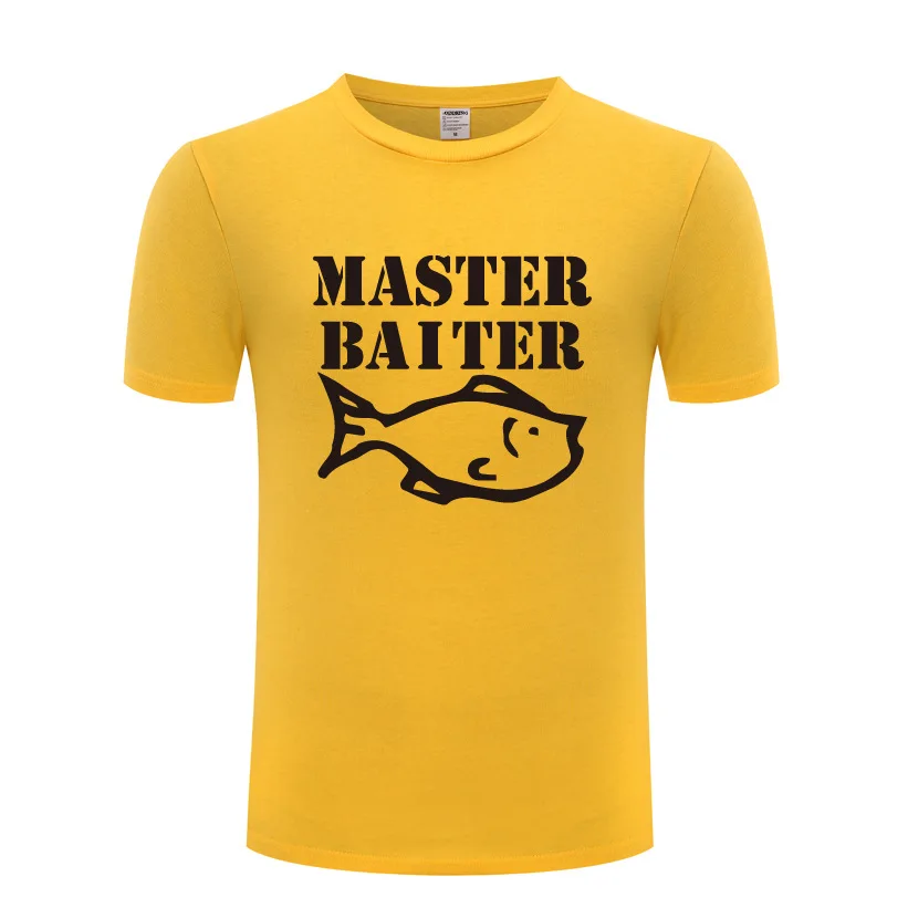 

MASTER BAITER - Joke fisherm anglers Novelty T Shirt Men Funny Cotton Short Sleeve O Neck Tshirt T-Shirt for Men Summer Tops Tee