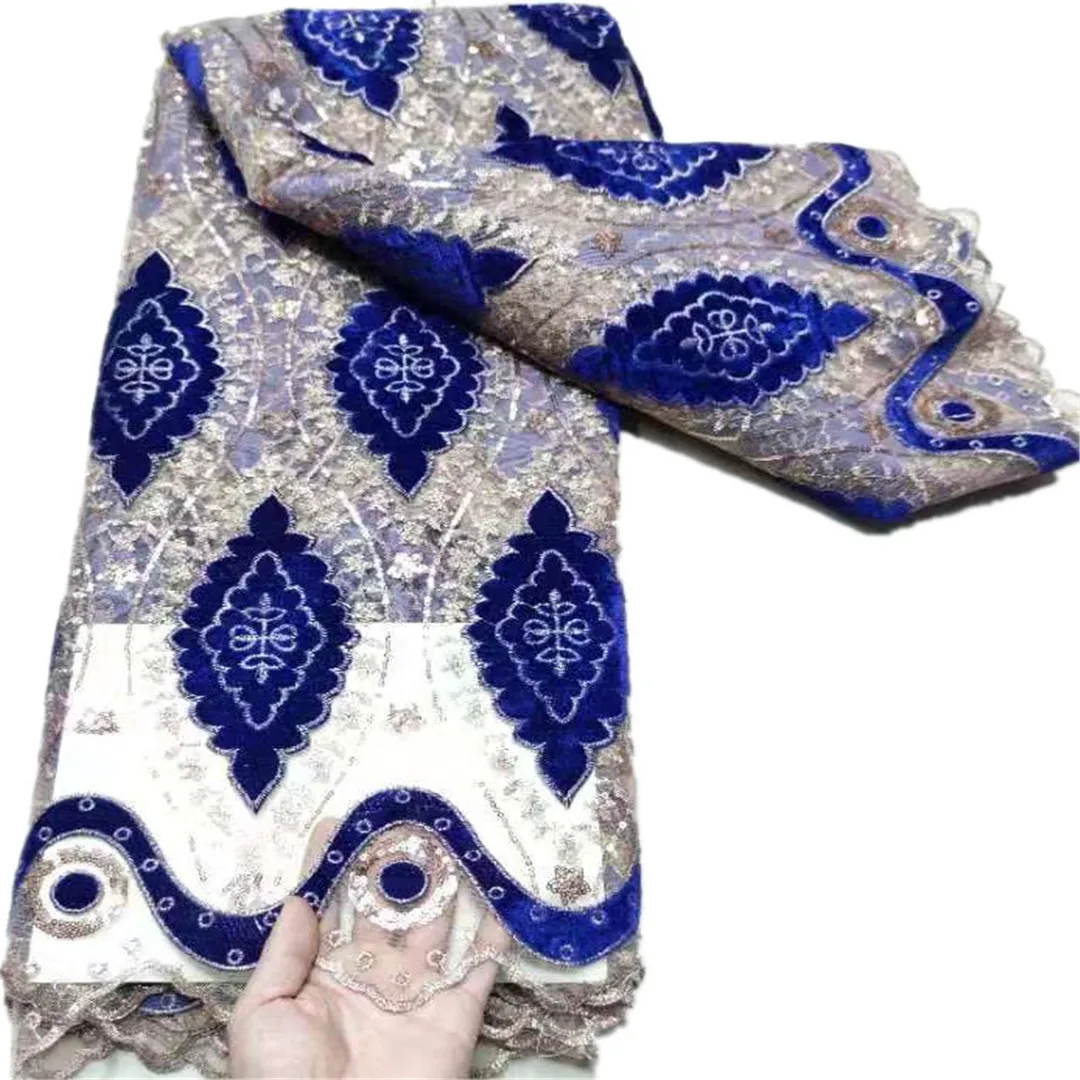 

Red African Lace Fabric With Sequins 2021 Latest Fabric High Quality Velvet Tulle Sequins Lace Fabric Dress PU147-1