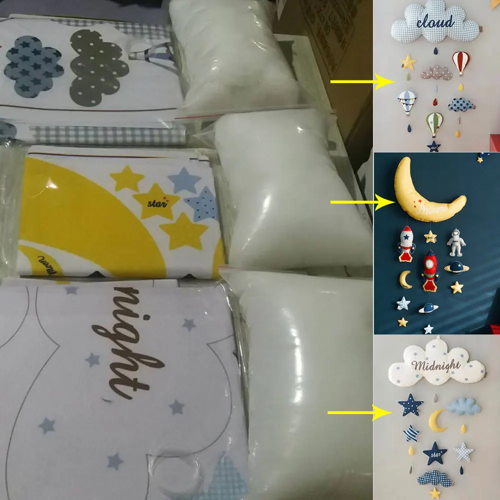 Сделай Сам кровать детские игрушки с колокольчиком погремушки на кроватку мама материал ручной работы пакет звезда луна ракета Мобильный для кроватки дети держатель Кровать Музыкальная Коробка
