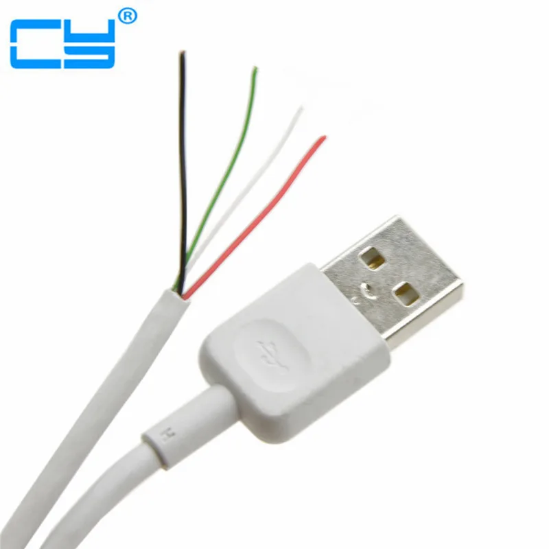 

USB 2.0 Type A Male to 4 Wires Open Cable With Braid Shield for DIY OEM White 0.3m 0.5m 0.7m