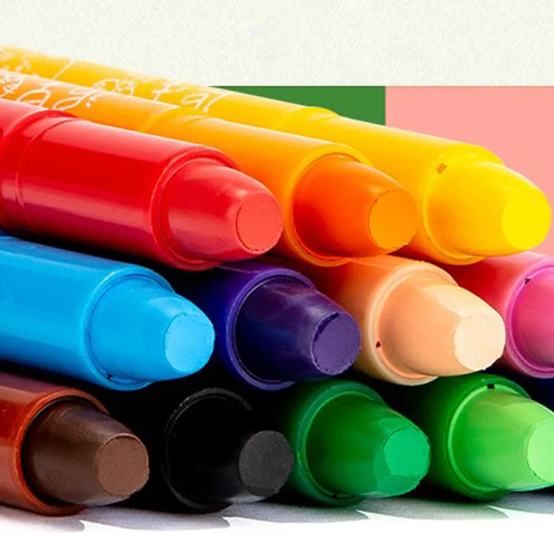 Child Rotating Washable Drawing Crayon Set Baby Bathroom Easy Erase Oil Pastel Silky Crayons Pencil for Kid 12/24/36Color | Канцтовары