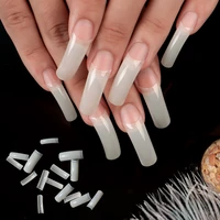 new fashion coffin designs nail tips professional salon artificial false nail clear natural french ballerina for false art nails