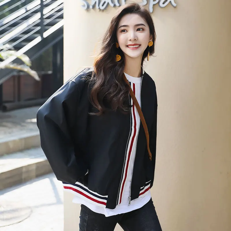 Черное короткое весенне осеннее Свободное пальто в Корейском стиле новинка 2020