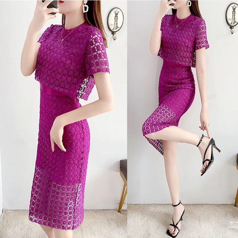 

Lace Dress Women Vestidos De Fiesta Ensemble Femme Deux Pieces Robe Femme Pink Women's Summer Sundress Vestido Longo Ukraine