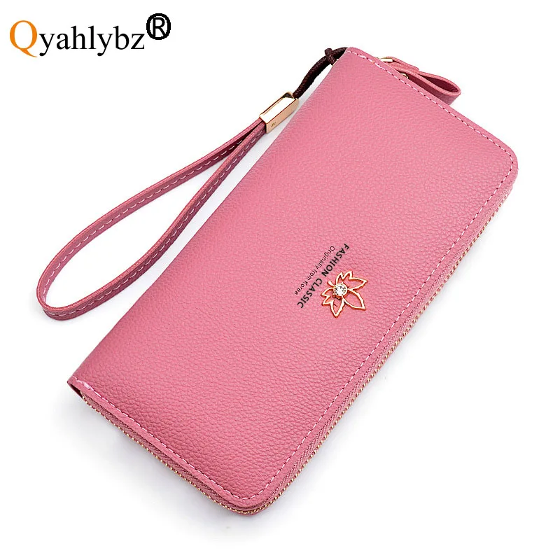 

Qyahlybz band women's long wallet fashion 2021 korean zipper large capacity litchi leaf wallet clutch bag bolsa feminina purses