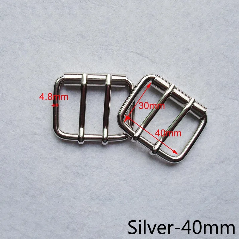 Silver-40mm Meetee 4/10p 40/50/60 мм металлический двойной контактный ролик ремня пряжки пальто веб-ремень, регулируемый жгут "сделай сам", мужская сумка для аксессуаров - Цвет: Silver-40mm