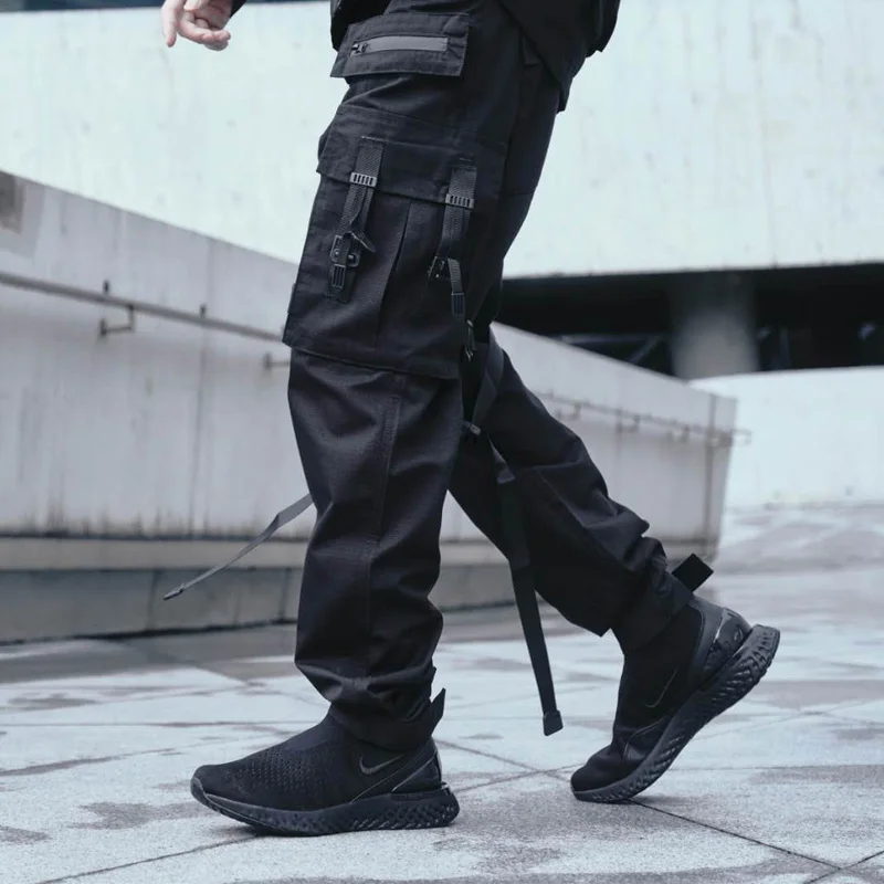 Брюки карго CROXX Techwear мужские тканевые брюки в стиле хип хоп панк с черной