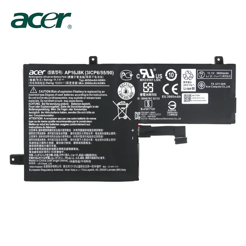 Оригинальный аккумулятор для ноутбука acer C731 3ICP6/55/90 AP16J8K серии Tablet 11 1 V 45wh |
