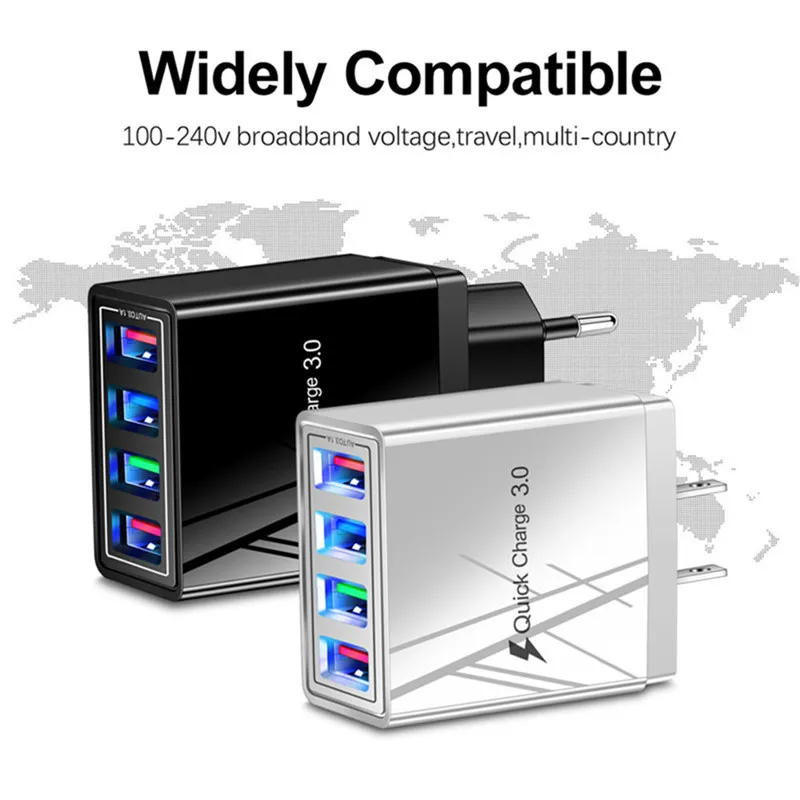 

3A USB Charger Quick Charger 3.0 For iphone Samsung Tablet EU US Plug Wall Mobile Phone Charger Adapter Fast Charging