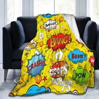 cartoon comic throw blanket graffiti colorful pop art vivid bang boom bam pow print flannel blankets lightweight soft cozy gift