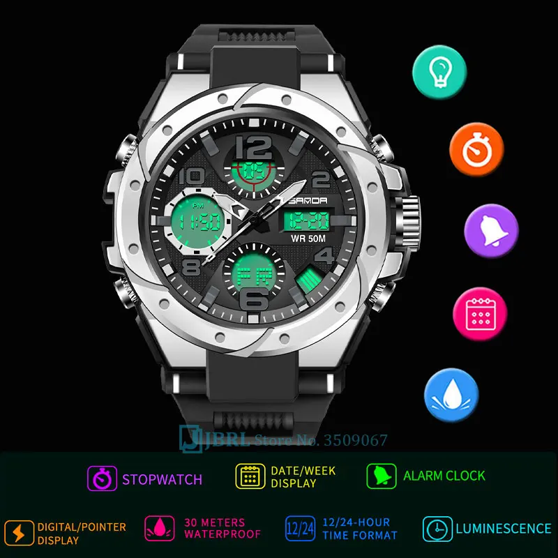 Часы наручные мужские спортивные в стиле милитари брендовые водонепроницаемые