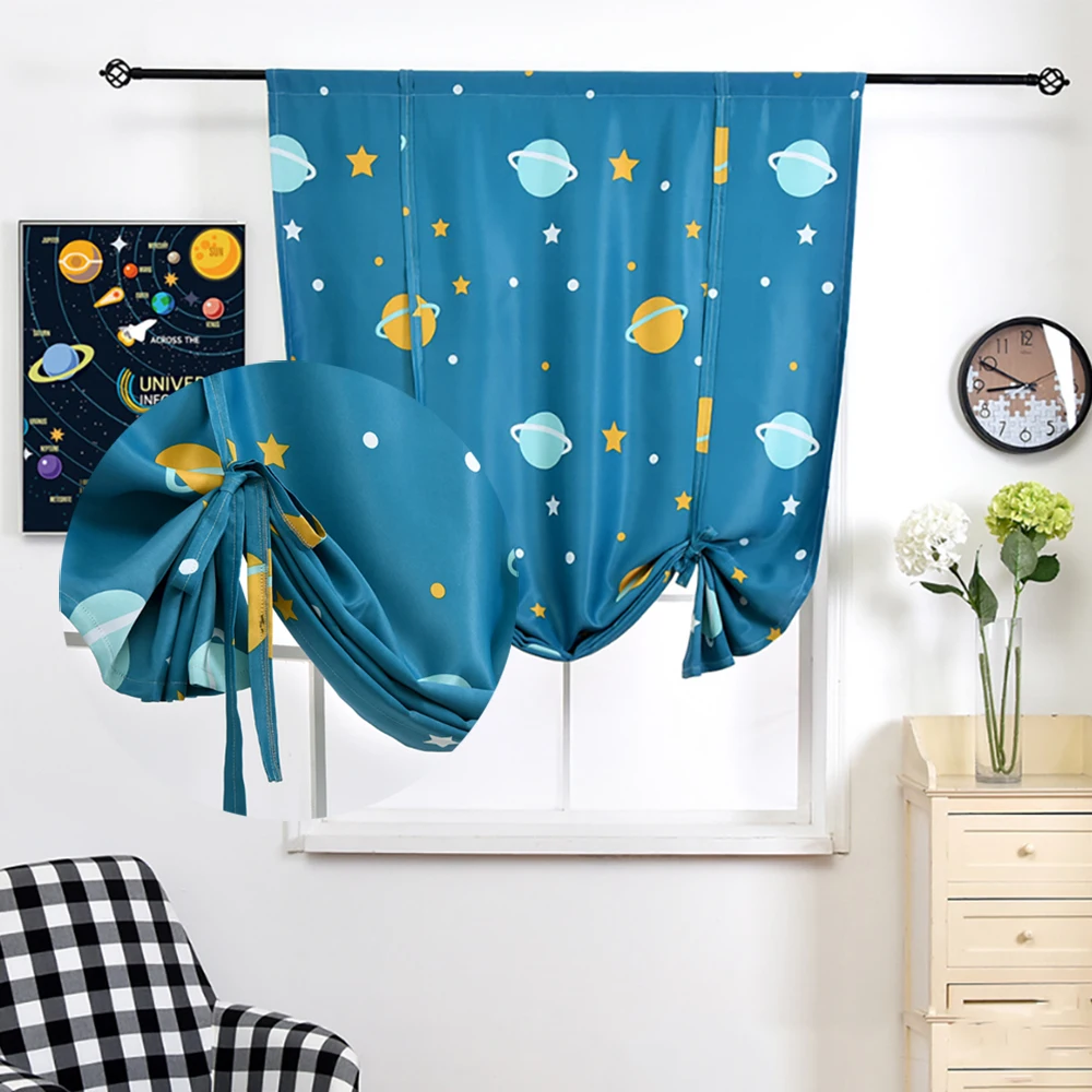 

Blackout Roman Curtains Short Style Kitchen Window Curtains Cartoon Curtains For Children Bedroom Living Room Tie up Curtain