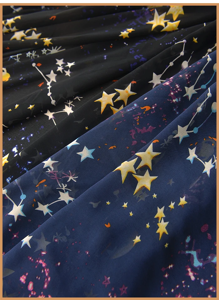 Шифоновая ткань с изображением Галактических Космических звезд разнообразная