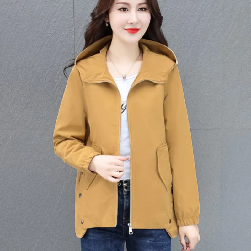 

#9356 Long Sleeve Hooded Jacket Coat For Woman Plus Size Casual Loose Cotton Jacket Coat Ladies Spring Autumn Women Outwear Tops