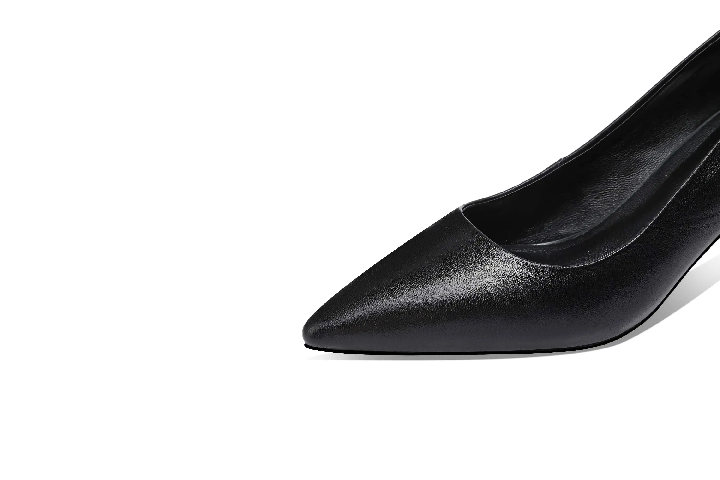 

Lenkisen hot genuine leather pointed toe shallow thin high heels simple style mature high fashion solid slip on women pumps L82