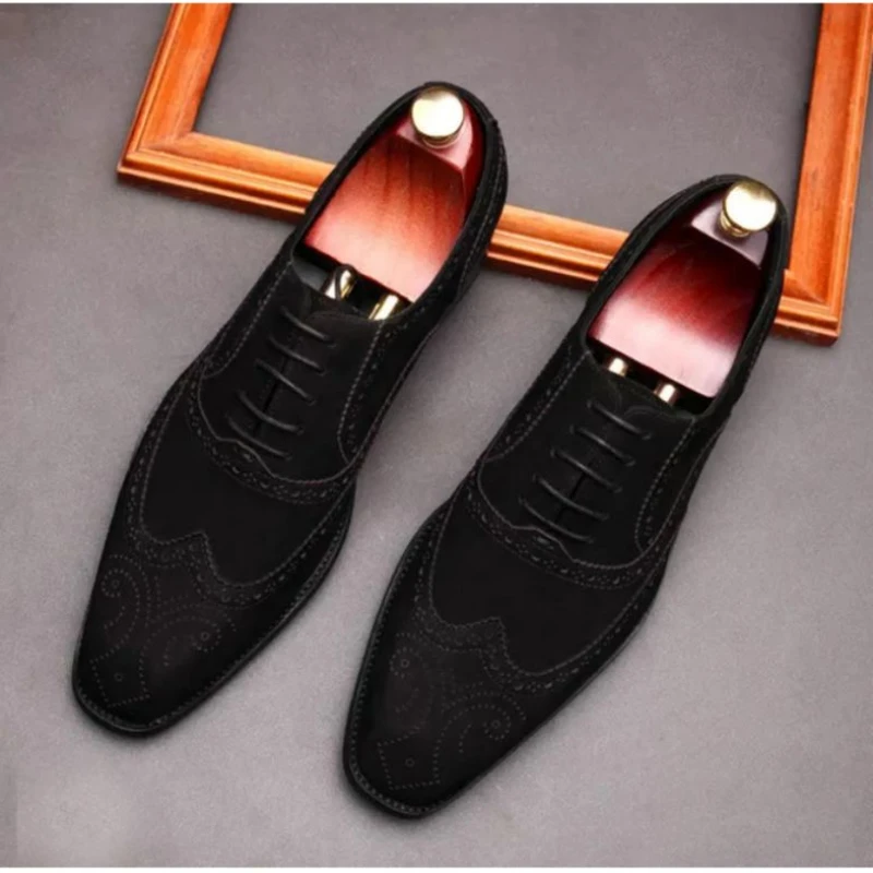 

Мужские туфли из искусственной замши, оксфорды, броги, удобная классическая модная обувь На Шнуровке Для мужчин KE700