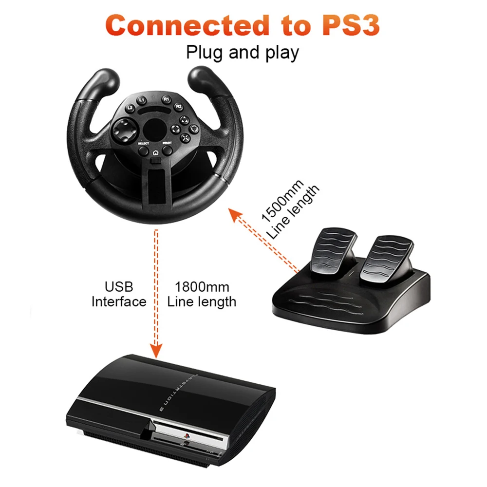 2 в 1 гоночное Рулевое колесо для PS3 рулевое ПК вибрирующие Джойстики пульт