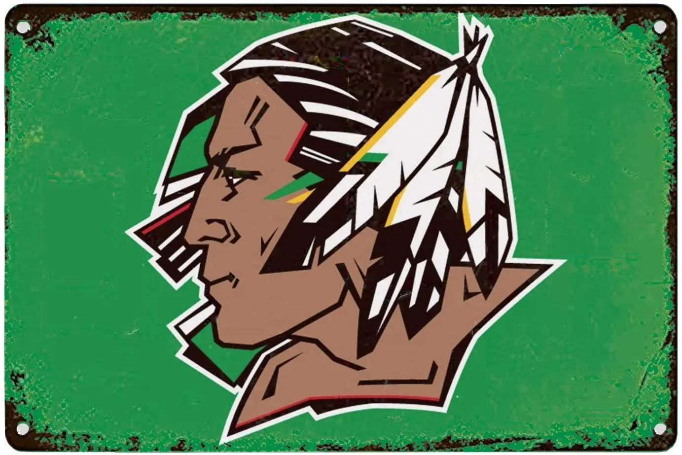 

Lplpol Metal Poster Tin Sign Plate North Dakota Fighting Sioux for Home Bathroom and Cafe Bar Pub, Wall Decor 8" x 12"