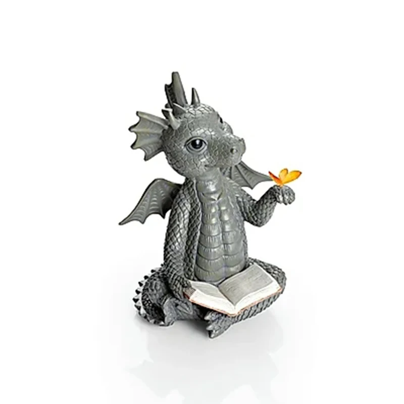 

Dragon Figure Lilli with Butterfly Resin Statue with a Book on Hand Super Cute Desktop Ornament Dragon Figure Ornaments