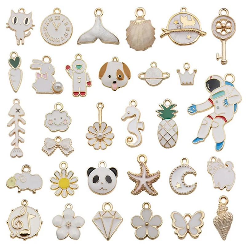 

31 Kinds of Set Drip Oil Alloy Pendant White Astronaut Series Handmade DIY Earring Material Accessories Female