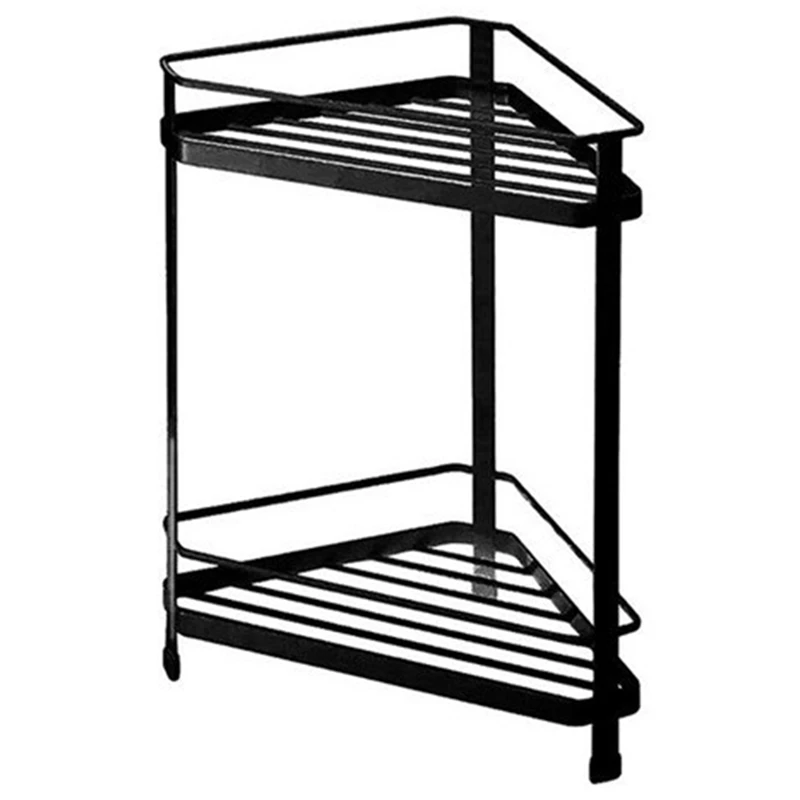 

Double Layer Iron Triple-cornered Corner Shelf Storage Rack Bathroom Kitchen Home Supplies Organizer Holder